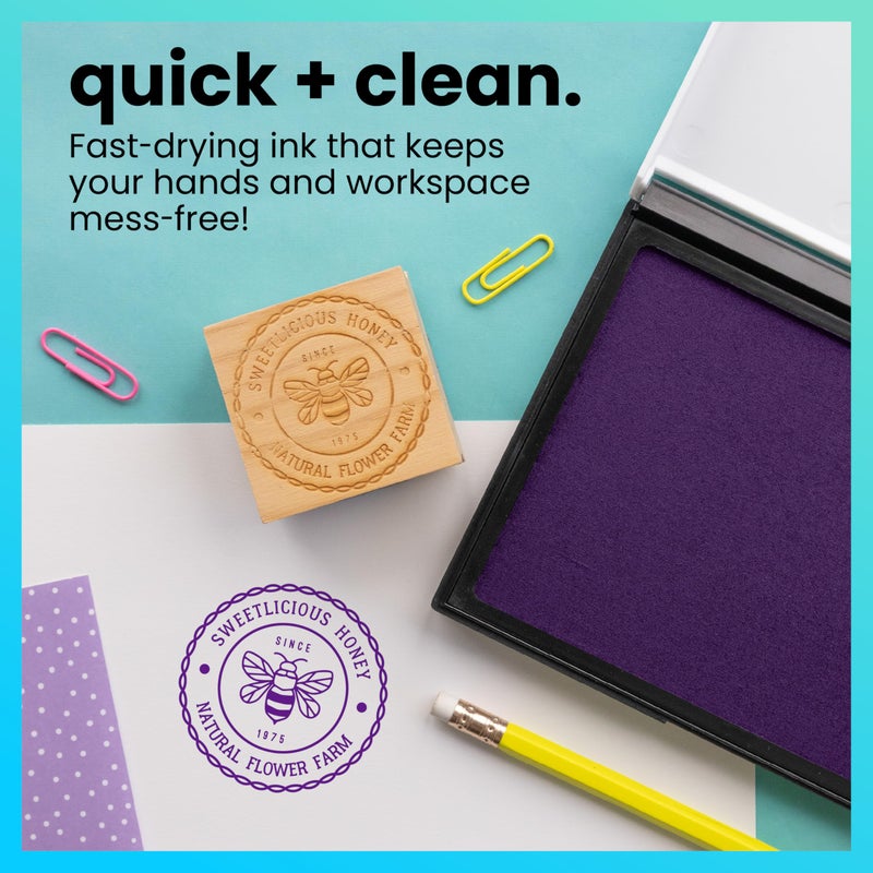 ExcelMark Rubber Stamp Ink Pad Extra Large 3-7/8" x 7" (Purple) - Image 2